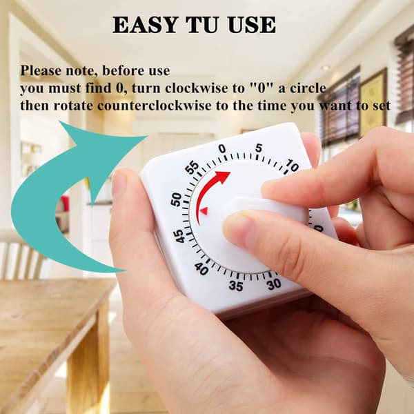2 stk. 60 minutters køkkentimer 1 time visuel køkkenur timer mini nedtællingstimer høj mekanisk timer til køkken, lektier, træning