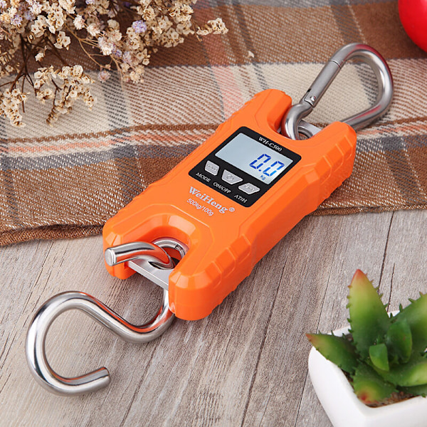 500 kg/100 g elektronisk krogvægt, mini kranvægt, orange