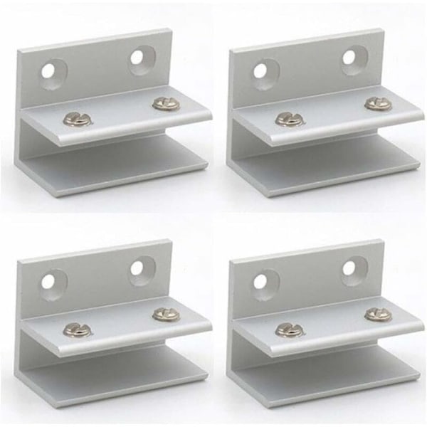 Set med 4 F-formade glastänger, väggstöd, duschtänger, hylla, åtdragningspaneler 10–12 mm