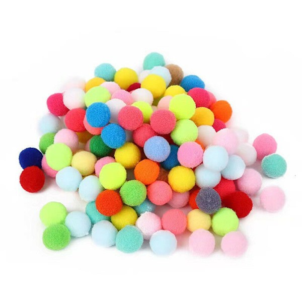 50 stycken (Slumpmässig färg) Kattleksaker Bollar 3 cm, Färgglada kattbollar mjuka kattpomponer boll kattunge leksak för husdjur interaktiv leksak hundar
