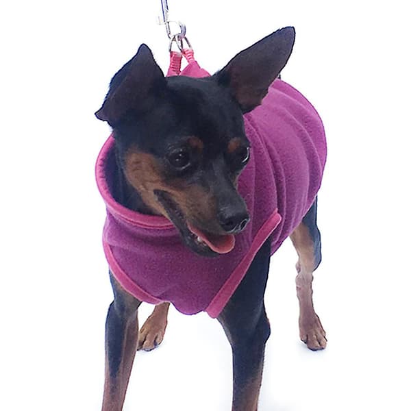 2 st husdjur hundvalp vinter varm kläder fleece tröja pullover jacka kläder（M）Purplish röd