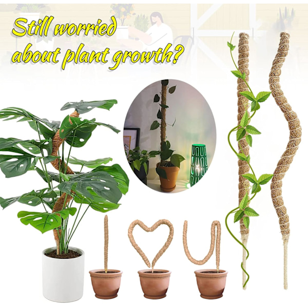 4-pak Have-Støtter til Monstera deliciosa, Klatrestativer, Bøjbare Formbare Mosstænger, Pothos og Klatreplanter