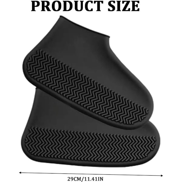 Vanntett svart silikon skotrekk for regn, snø og gjørmete veier - sklisikker såle og gjenbrukbart regntrekk for sko - unisex design