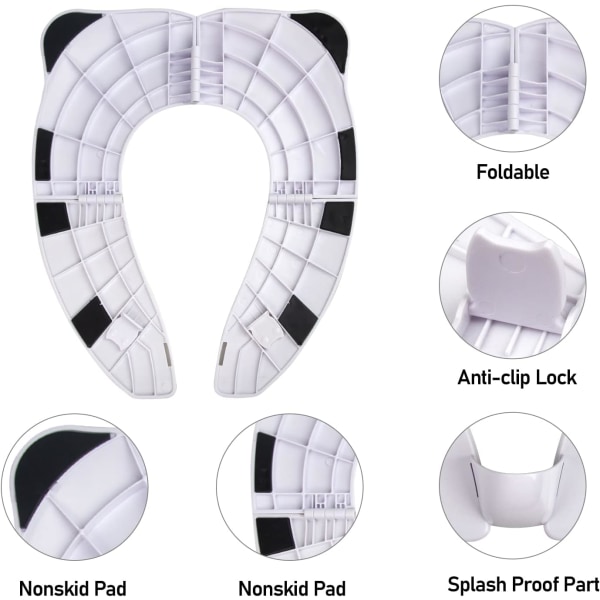 Vauvan wc-istuimen pienennin (valkoinen), taitettava wc-istuimen kansi lapsille, kannettava wc-istuimen kansi pojille ja tytöille, jossa on 8 liukumatonta liukua ja 1 auto