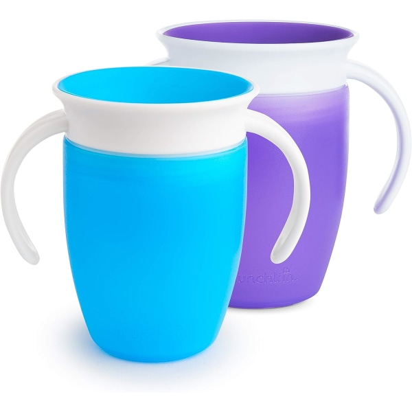En blå kopp, en lilla kopp - En blå kopp, en grön kopp vardera - Miracle 360 ​​Lärkopp, Rosa/Lila, 2-pack