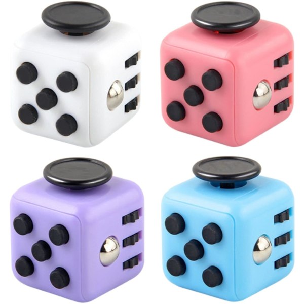 4 st Anti-Stress Cube, Decompression Cube Toy med 6 lugnande moduler, Anti-Anxiety Stress Cube Toy för barn och vuxna