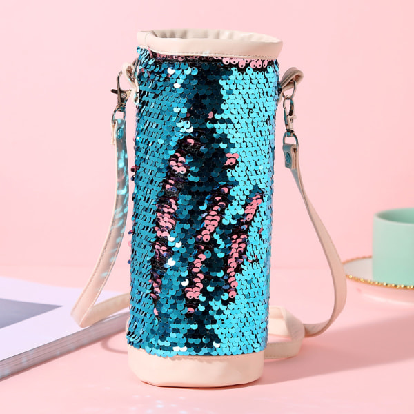 Sequins Pencil Bag Crossbody Pouch Kreativ Vakuumkop Taske Opbevaringspose (Lilla Og Lysegrøn)