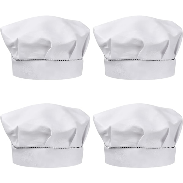 4 st kockhattar för barn 3-13 år, justerbar kockmössa för pojkar och flickor, andningsbar polycotton kockmössa, kockmössa för småbarn för hemlagning (