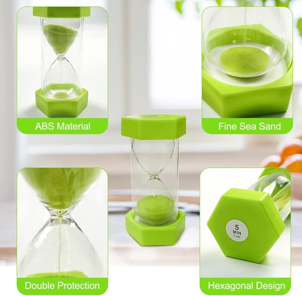 Timeglas Timer Farve Timeglas Køkken Timer, Visuel Hjælpemiddel til Spil, Madlavning og Motion (5 Minutter, Grøn )
