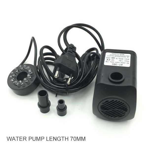 Färgglad nedsänkbar pump med ljus, 8W 220V nedsänkbar pump med 12 färgade LED-lampor för fontän, pool, trädgård, akvarium