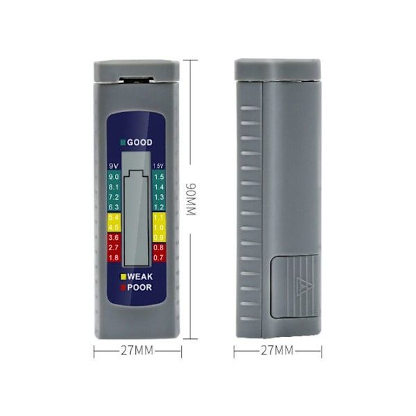 Digitaalinen paristotesteri, digitaalinen paristotesteri LCD-näytöllä, pieni ja yksinkertainen paristotesteri 1,5 V (AA AAA -nappi) ja 9 V paristoille