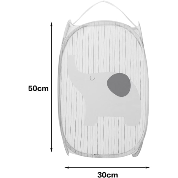 Sammenleggbar kurv med håndtak Mesh klesvaskur Tegneserie klesvaskur Klesvaskur for barnas leker sko Grå