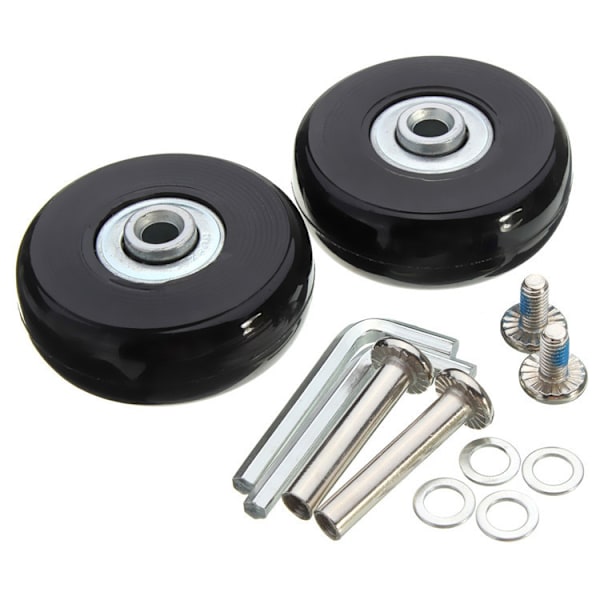 Sæt med 2 reservekufferthjul med sorte aksler 40mm18mm Universal kufferthjul