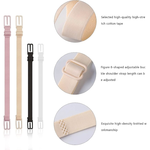8 stk BH-klips Elastiske BH-stroppklips for kvinner Justerbare Sklisikre BH-stroppholdere