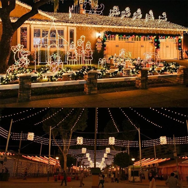 2 kpl aurinkokennovalaisin ulkokäyttöön, 10 m, 100 LED kuparilanka aurinkokennovalaisin 8 tilalla, ulkokoristeluun, puutarhaan, puihin jne. (Lämmin valkoinen)