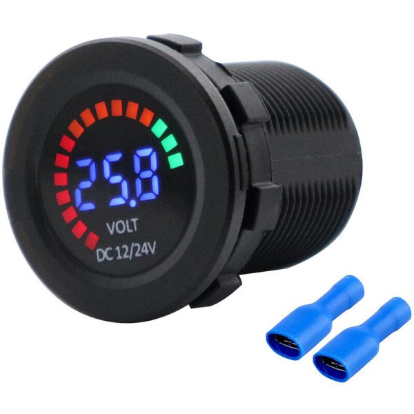 Bil motorcykel voltmeter 12/24V två-i-ett intelligent färgskärm lågspänning voltmeter summer alarm