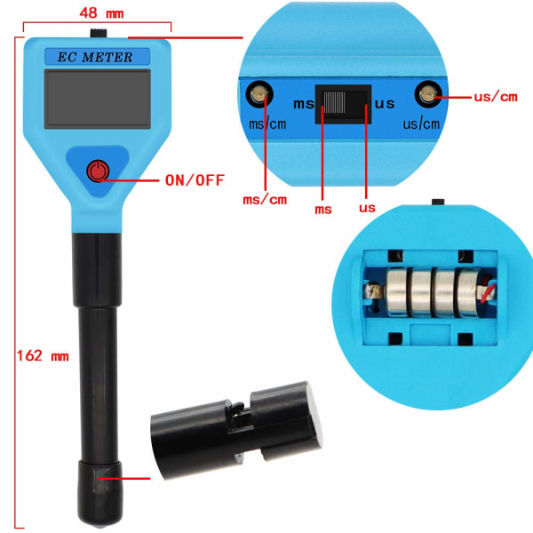 Digital EC Meter Aquarium Conductivity Meter Water Quality Test Device Swimming Pool Drinking Water EC Tester