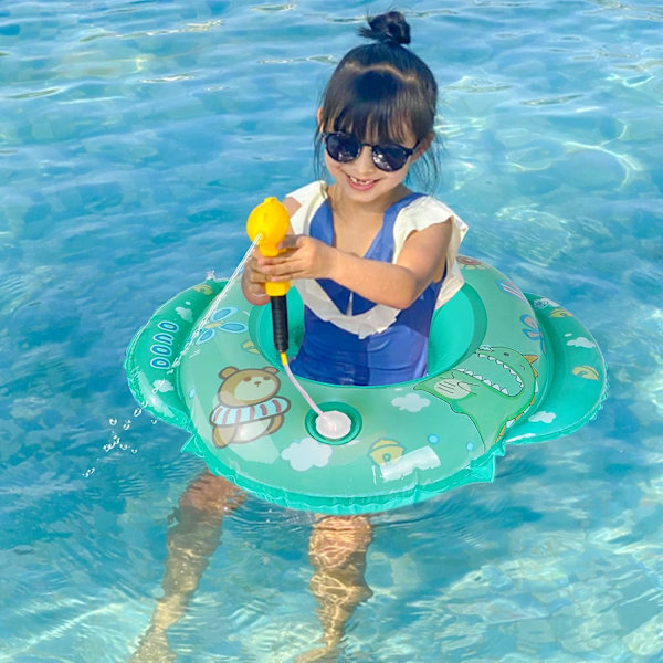 Baby svømmeflåd, oppustelig babyflådring med sæde og vandpistol Baby pool flåd sommer udendørs vandlegetøj svømmeflåd til småbørn K