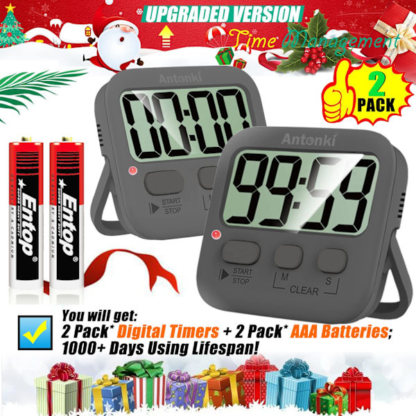 Timer, Børnetimer, Køkkentimer, 2-pak Madlavning Digital Timer, Æggeur, Sød Magnetisk Bordtimer til Klasseværelset