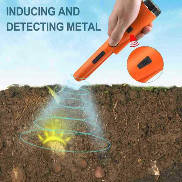 Håndholdt metaldetektor Vandtæt Professionel metaldetektor Høj følsomhed 360° Detects Guld, Sølv, Kobber, Mønter