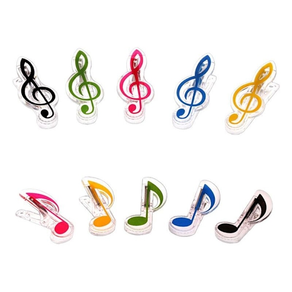 10 STK Musik Symboler Binder Clips, Nodeark Papirclips, til Ark Papir, Dokumenter, Noter Fotos - Kontorartikler, Diskantnøgle og Ottendedelsnode, 5