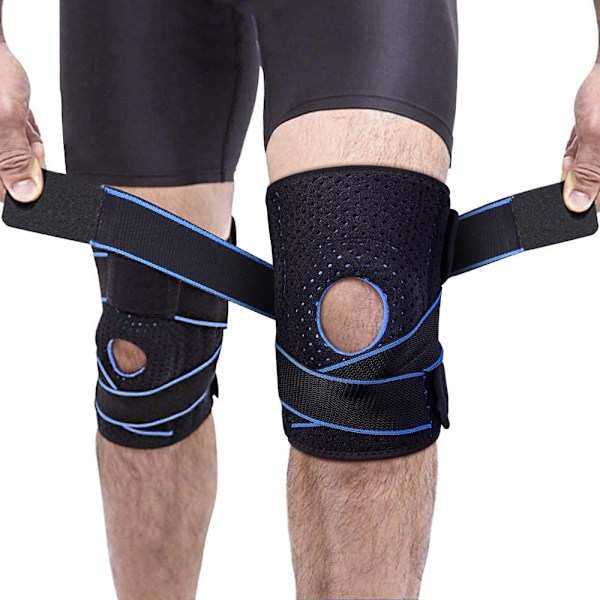 2 Pieces Support Knee Brace, Knee Brace with Side Stabilizers and Gel Pads for Sports, Running