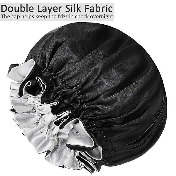 Silkebonnet til naturligt hår, bonnets til sorte kvinder, satinbonnet til langt hår til at sove i, stort silkehårindpakning til krøllet hårbonnet til slud