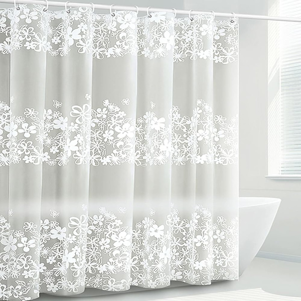 Bruseforhæng 180x180cm, Vandtæt og skimmelresistent PEVA Bruseforhæng, med 12 Forhængsringe