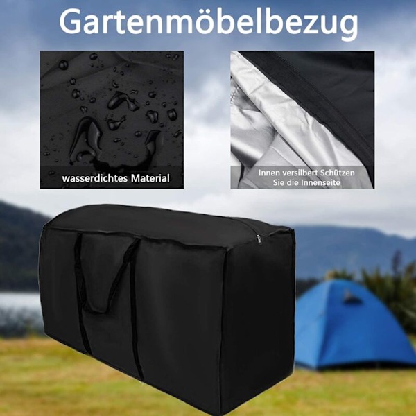 Vattentät Förvaringsväska för Trädgårdsmöbelkuddar, 210D Oxfordtyg Utomhus Förvaringsöverdrag Vattentätt Anti-UV Uteplats Tygtäckning (116x47x51cm)