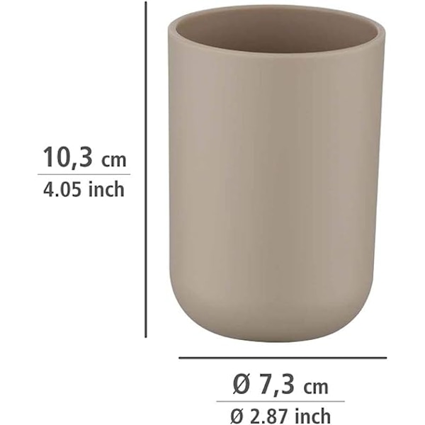 2 kpl (valkoinen + kahvi) 7,3 x 10,3 cm suuvedelle, hammasharjateline, rikkoutumaton PET-muovi,
