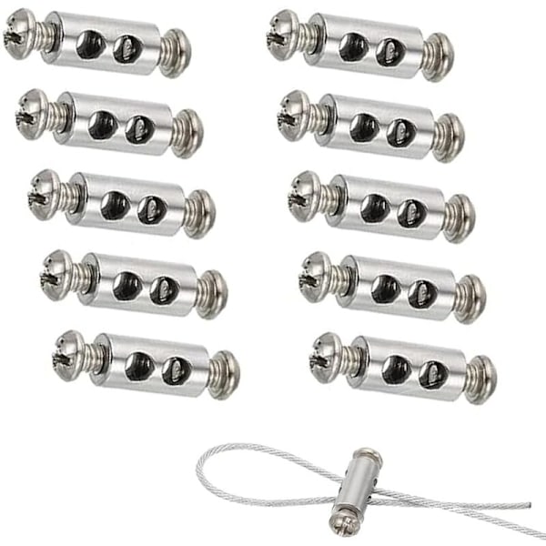 10 stk. kabelklemme med skruklemmehette, kabelklemme for kabel og ledning 1 til 3 mm i diameter, dobbel endetang for kabel og ståltråd
