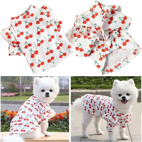 Koirakesävaatteet Chihuahua-mekko, Pieni koiramekko Joustava Pehmeä Mukava Helppo pukea ja riisua (XS, Valkoinen)