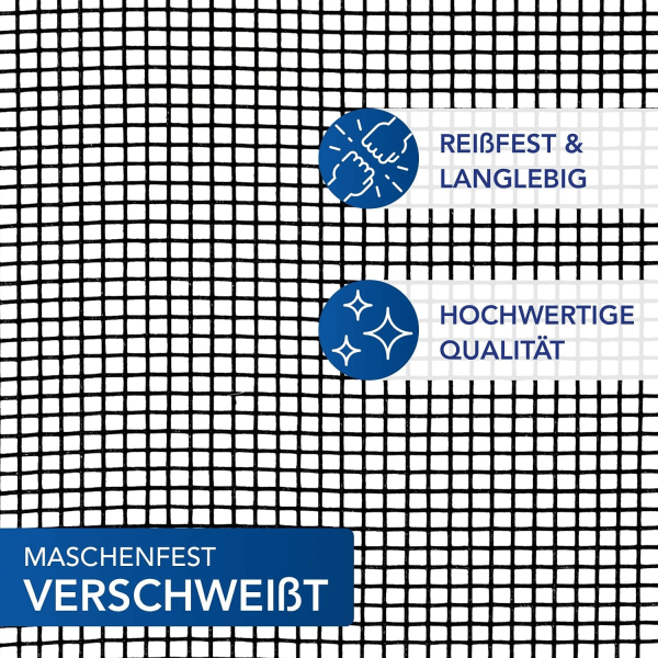 Insektbestandig myggnetting av glassfiber - Klar glassfiberduk, UV-bestandig, selges per meter - 200 cm, svart