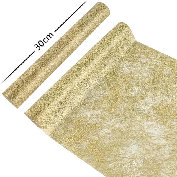 Gjenbrukbar dekorativ duk av non-woven stoff, elegant bordløper, borddekorasjon 30cm for fester, feiringer (gull, 30cm x 5m)