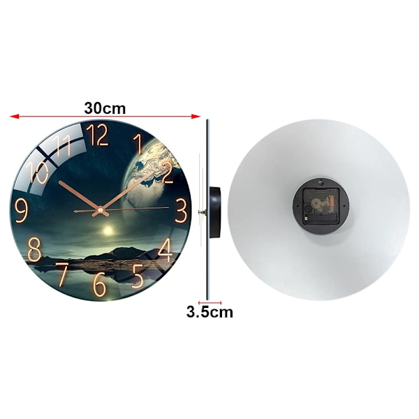 12 tum tyst glasväggklockor vardagsrum kök modern design väggpendlar 30cm kvartsklocka hängande fin väggklocka (havsunderverk)