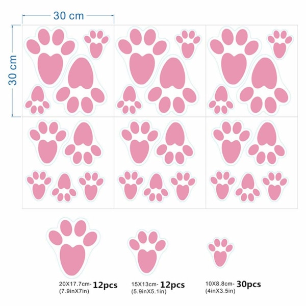 12 ark Rosa Hare Paw Print Footprint Stickers