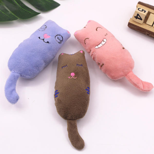 3 stycken katt leksaker interaktiva mjuka plysch kattmynta leksaker katt tuggleksak tecknad uttryck katt kudde leksaker för katt kattunge tandborstning lek