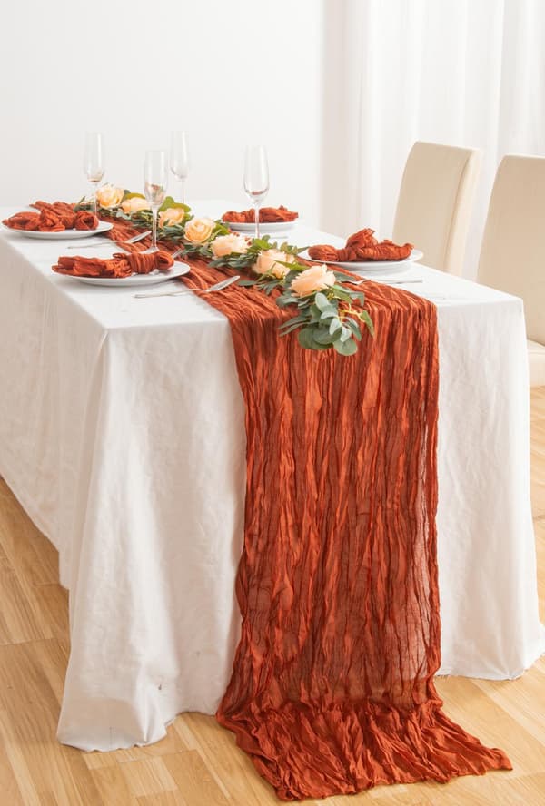 Bordløper, bryllup, bursdagsbordløper, 300 x 90 cm, lønnerød