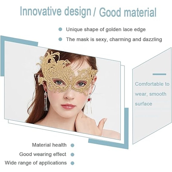 Kvinnors venetianska mask, Halloween-fest maskerad venetiansk mask spetsmask
