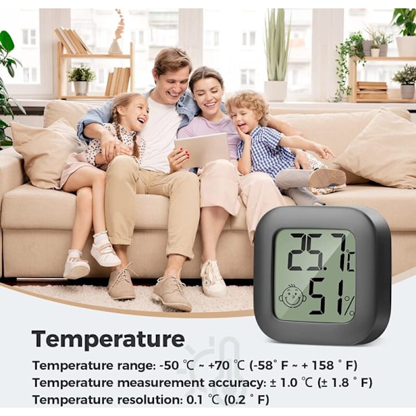 4 Delar Mini LCD Termometer Inomhus Digital Hygrometer Hög Precision Hög Precision temperatur -50 ℃ 70 ℃ 10% 99% HR för Vardagsrum Baby Baby Ch