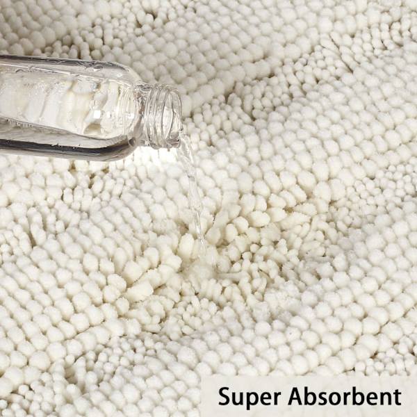 Chenille bademåtte badeværelse skridsikker bademåtte bademåtte blød absorberende fortykket shaggy gulvmåtte badeværelse shaggy gulvtæppe, (hvid) (43x122cm)