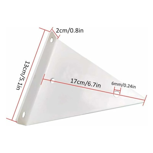 Flytende metalltriangelhyllebrakett, skjult blindvegg hyllebrakett, soverom stue bad DIY dekorasjonsbrakett, 2 stykker (17x13cm/6.