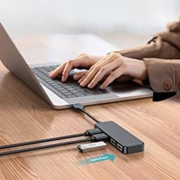 USB-forlænger, USB-hubadapter, USB-splitter 4-port Slim, multi-USB-kabeladapter