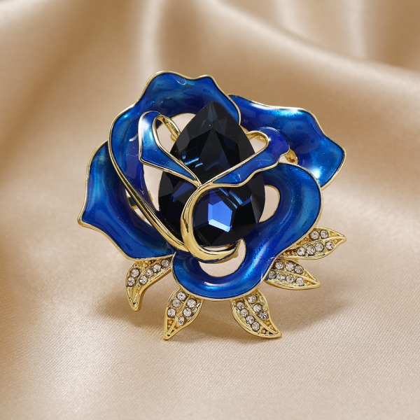 Krystall Rose Brosje Glasur Rhinestone Blomster