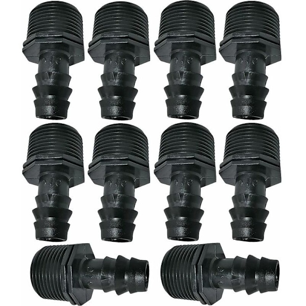 Sett med 10 adaptere/hannkoblinger Ø16mmx3/4 '' med utvendig gjenge (for Ø16mm slange) - kobling for irrigasjonssystem/vanning