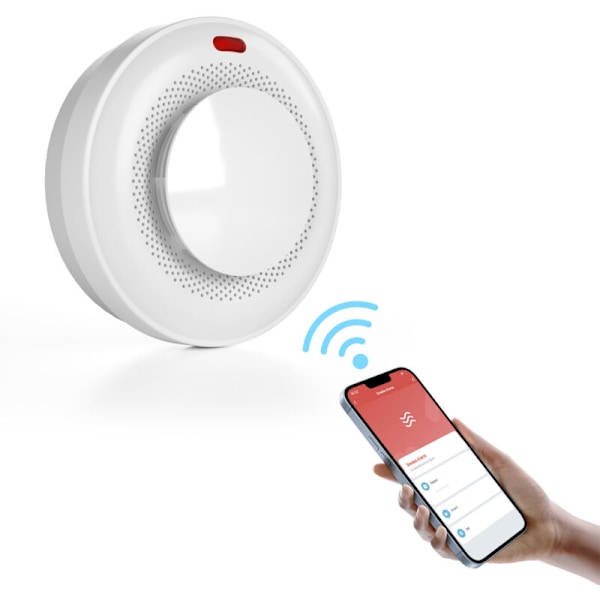 Intelligent WiFi rökdetektor, brandvarnare, automatisk verifiering, Tuya-applikation, 360 graders detektering, fjärrkontroll för hem, husbil, hotell