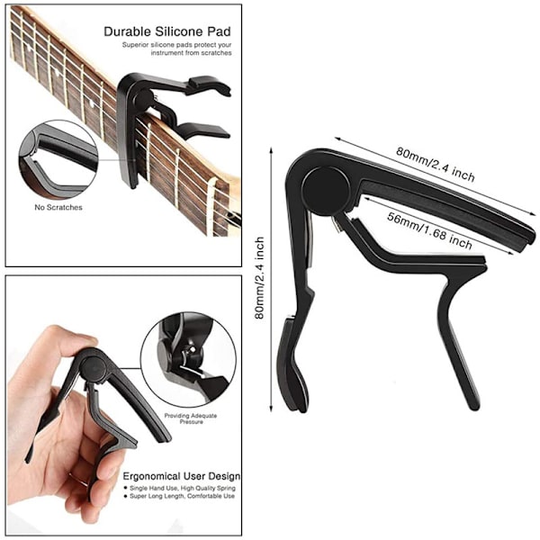 Gitarstreng-stemme Clamp Tuner fingersett padler instrument tilbehør sett komplett sett