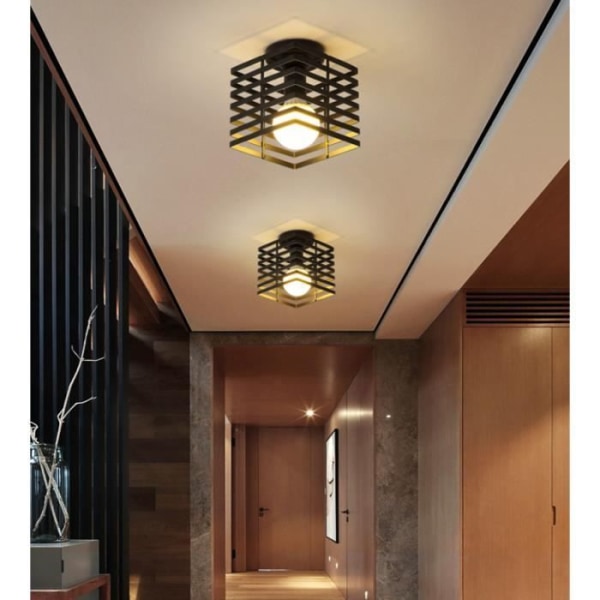 1 stk Industriell Taklampe - Metallbur - Retro - Svart