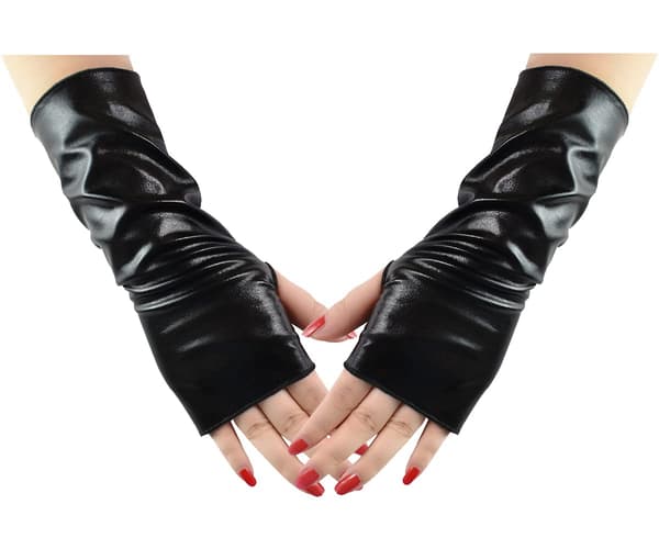 Svarta Cosplay Fingerless Handskar Gotiska Punk Rock Scenhandskar Kvinnor Flickor