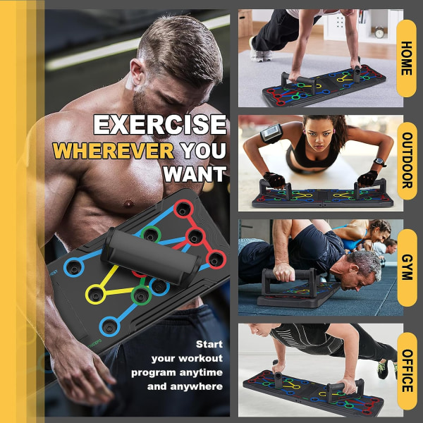 Push Up Board, Fällbar Pushup Fitness Stand för Bärbar Styrketräning. Robust, Stabil Utrustning för Hemmagym Träning för Män Kvinnor, Present till